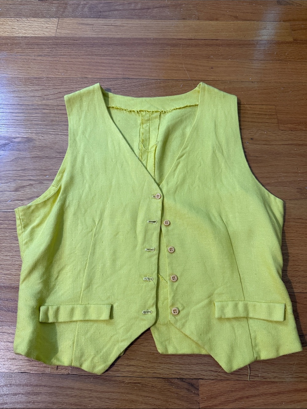 Sleeveless V-Neck Yellow Women's Vest